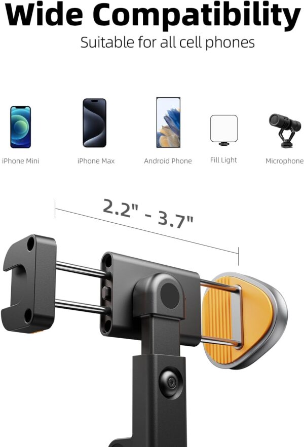 TODI 63" Cell Phone Selfie Stick Tripod, Portable Tripod for iPhone with Wireless Remote, Extendable Smartphone Stand, All-in-1, Compatible with iPhone/Android - Image 4