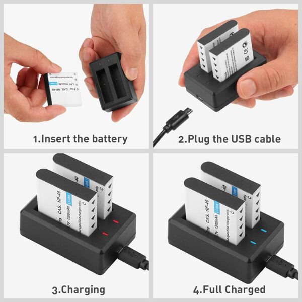 Power Triad: 3-Pack NP-40 Rechargeable Battery with USB Charger for Casio Camcorders - Image 9