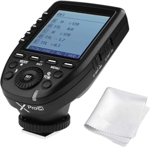 Godox Xpro-C TTL Wireless Flash Trigger for Canon 1/8000s HSS TTL-Convert-Manual Function Large Screen Slanted Design 5 Dedicated Group Buttons 11 Customizable Functions
