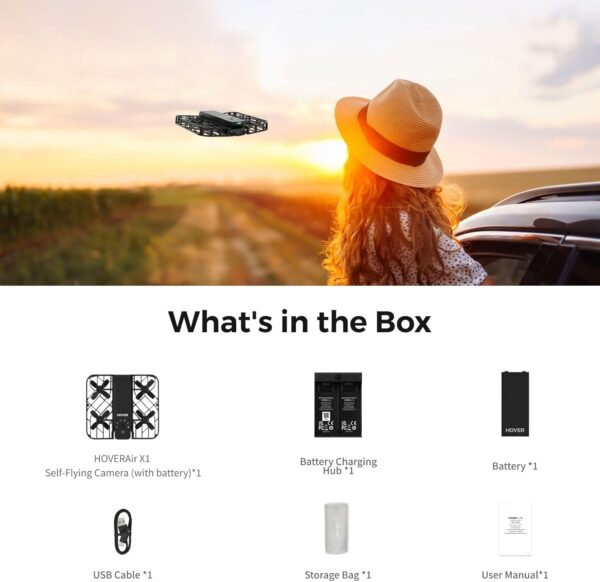 X1 Drone with Camera, Self-Flying Camera Drone with Follow Me Mode, Foldable Mini Drone with HDR Video Capture, Palm Takeoff, Intelligent Flight Paths, Hands-Free Control Black (Combo) - Image 9