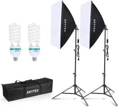 Illuminate Your Creativity: Skytex 2-Pack Softbox Lighting Kit for Stunning Photography and Video Production