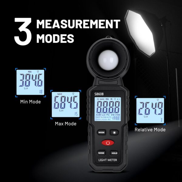 Mcbazel Digital Illuminance Light Meter, Photometer Light Intensity Sense Tester with LCD Display,Lux Meter Range up to 200,000 Lux for Grow Plants/Photography/Indoor/Garden - Image 8