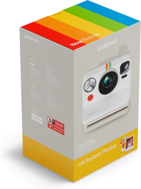 "Capture Memories in Style: Polaroid Now Gen 3 Instant Camera & 16-Photo Film Bundle in Chic Pebble White" - Image 5