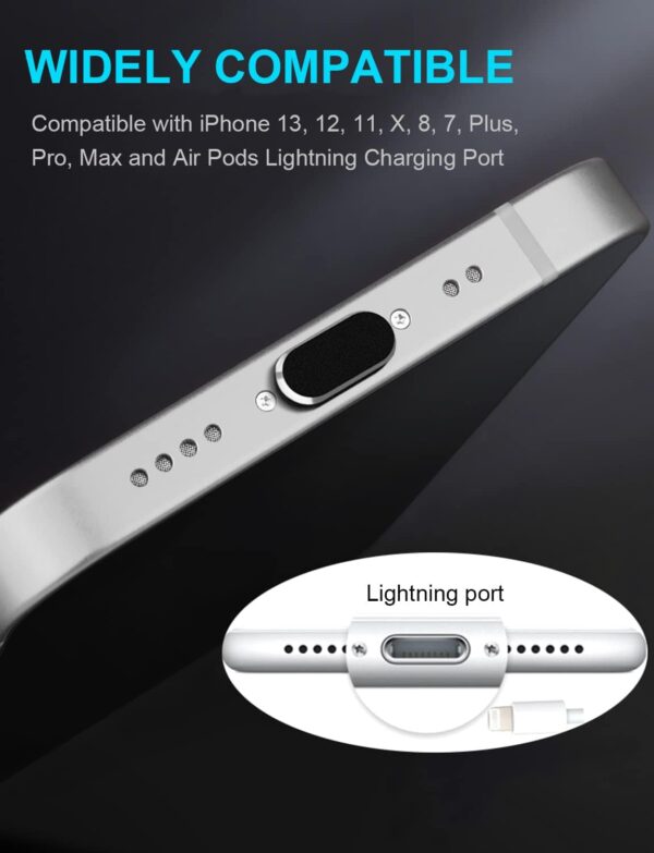 iPhone Dust Defense: Ultimate Lightning Port & AirPods Protector Set (Black) - Image 5