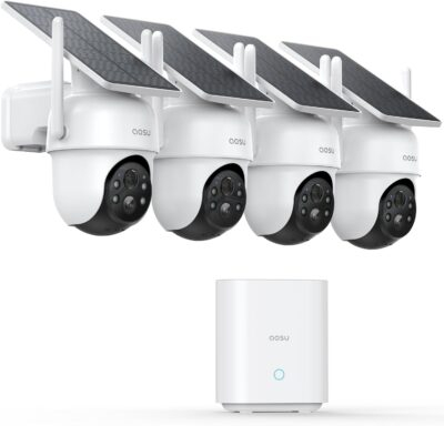 "Elevate Your Home Defense: AOSU's Solar-Powered Wireless Security Camera Kit with 2K Night Vision and 360° Coverage"