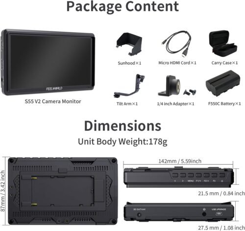 "Discover the Ultimate Filmmaking Companion: FEELWORLD S55 V3 6" FHD DSLR Monitor Bundle with Essential Accessories!" - 이미지 6