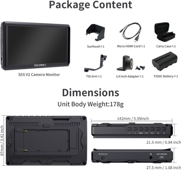 "Discover the Ultimate Filmmaking Companion: FEELWORLD S55 V3 6" FHD DSLR Monitor Bundle with Essential Accessories!" - Image 6