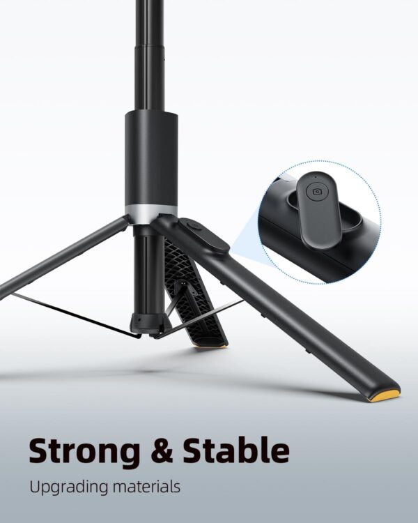 TODI 63" Cell Phone Selfie Stick Tripod, Portable Tripod for iPhone with Wireless Remote, Extendable Smartphone Stand, All-in-1, Compatible with iPhone/Android - Image 2