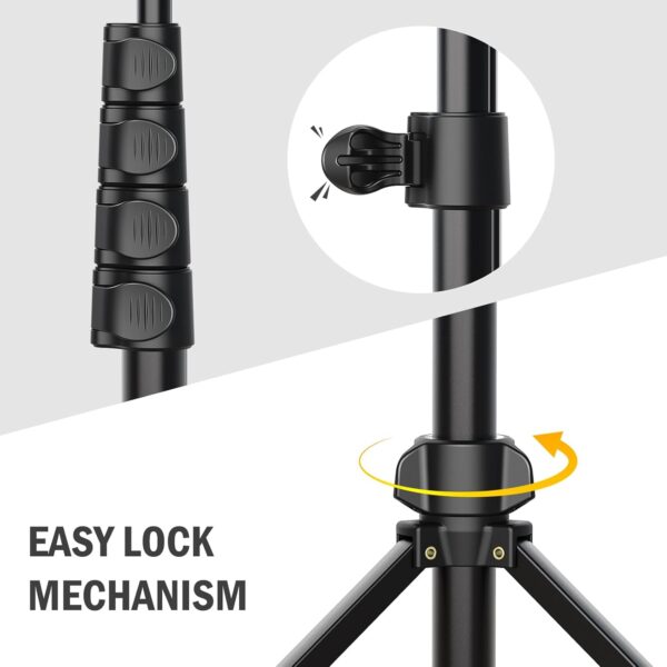64” Tripod for Cell Phone & Camera, Phone Tripod with Remote and Phone Holder, Sturdy & Stable Height Adjustable Multi-Angle Shot Selfie Stick Tripod for Video Recording - Image 5