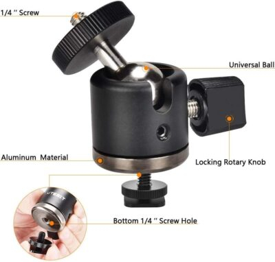Elevate Your Photography: UTEBIT 360° Mini Ball Head Tripod Adapter - Sleek Aluminium Design for DSLRs and More! - 이미지 3
