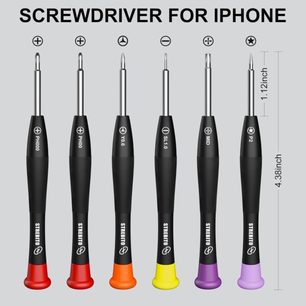 STREBITO 18PCS Phone Repair Tool Kit, Small Screwdriver Set for iPhone 15 14 13 12 11Pro Max/XS/XR/X/8 Plus/7 Plus/6S 6 Plus/5/4 - Image 2