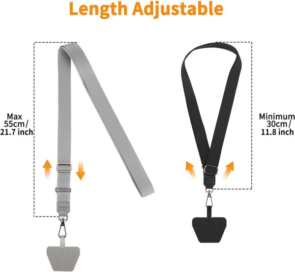 CACOE Phone Lanyard 2 Pack-2× Adjustable Neck Strap,2× Phone Patches,Universal Cell Phone Multifuctional Patch Lanyards Compatible with Most Smartphones(Black+Gray) - Image 5