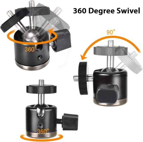 UTEBIT Mini Ball Head, Tripod Head with 1/4" hot Shoe, 360° Rotatable Ball Heads Camera Mount Adapter, Aluminium 20mm Ballhead Compatible with Tripods, Monopods, HTC Vive, SLR Cameras Loading 2.5lb - Image 2