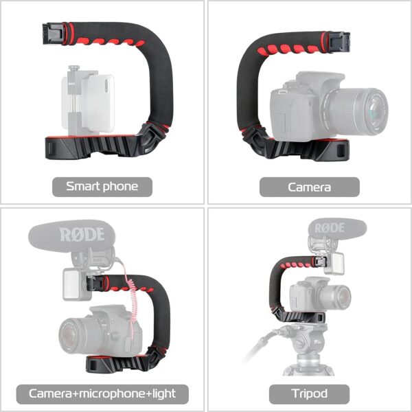 ULANZI U-Grip Pro Handheld Video Rig Steadicam with Triple Cold Shoe, Stabilizing Handle Grip Compatible for iPhone 16 15 14 13 12 Pro Max Xs 8 7 plus Action Camera 13 10 Canon Nikon Sony DSLR Cameras - Image 2