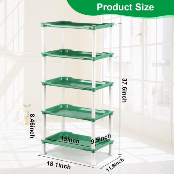 5-Tier Seed Stand with 5 Trays, Seed Starting Rack Propagation Rack Kit for Stackable Seedling Tray Seedling Staging Table for Indoor Outdoor Growing(Green) Gardening Gifts - Image 5