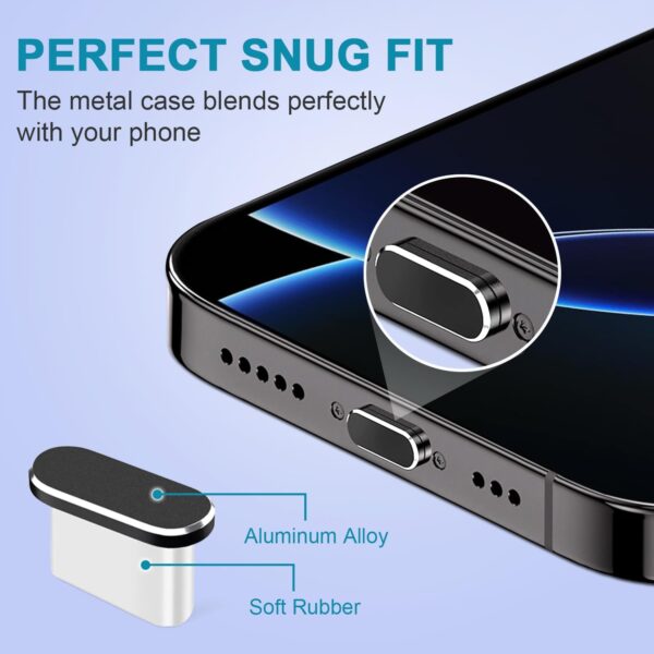 Ultimate USB-C Dust Protection: 4-Pack Charging Port Covers for iPhone 15 & 16 Series (Black) - Image 4