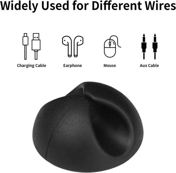 Tidy Up with Style: 12-Pack Black Adhesive Cable Clips for Clutter-Free Charging and Organizing! - Image 3