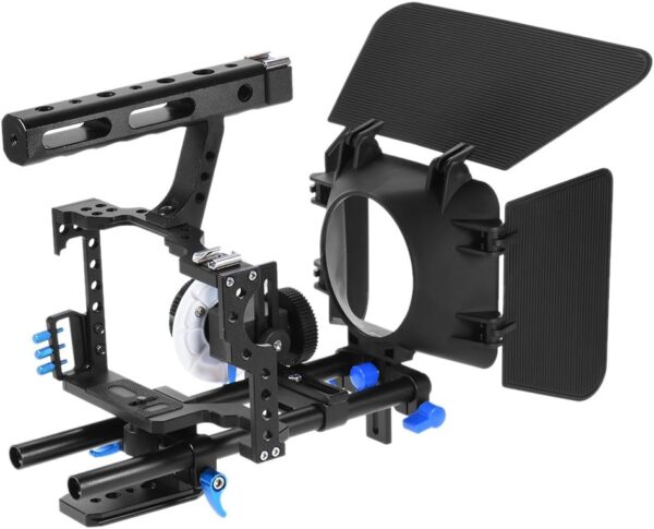 Andoer Camera Cage Kit C500 Aluminum Alloy Camera Camcorder Video Cage Rig Kit Film Making System with 15mm Rod Matte Box Follow Focus Handle Grip for Panasonic GH4 for Sony A7S/A7/A7R/A7RII/A7SII - Image 5