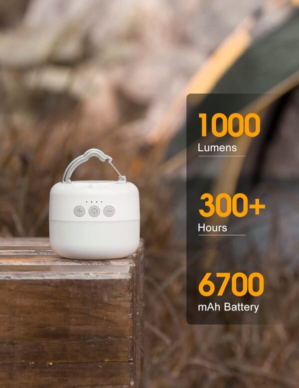 LED Camping Lantern Rechargeable 1000LM, Up to 300H Running Time Camping Tent Light, 6700mAh Emergency Light for Hurricane, Power Outages, Home, Hiking, Water-Resistant - Image 7