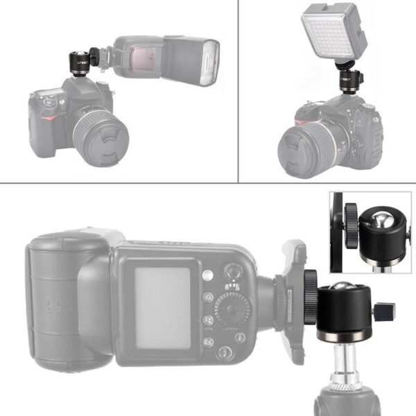 UTEBIT Mini Ball Head, Tripod Head with 1/4" hot Shoe, 360° Rotatable Ball Heads Camera Mount Adapter, Aluminium 20mm Ballhead Compatible with Tripods, Monopods, HTC Vive, SLR Cameras Loading 2.5lb - Image 5