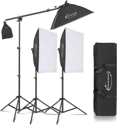 Versatile 45W Dimmable LED Lighting Kit with Dual Color Temperature and 3 Softbox Set for Stunning Portraits and Video Creations