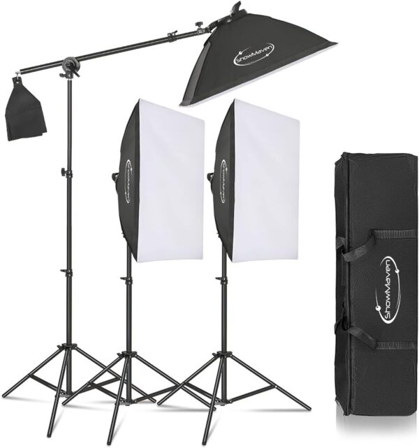Versatile 45W Dimmable LED Lighting Kit with Dual Color Temperature and 3 Softbox Set for Stunning Portraits and Video Creations