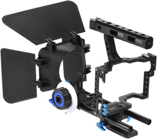 Andoer Camera Cage Kit C500 Aluminum Alloy Camera Camcorder Video Cage Rig Kit Film Making System with 15mm Rod Matte Box Follow Focus Handle Grip for Panasonic GH4 for Sony A7S/A7/A7R/A7RII/A7SII - Image 7
