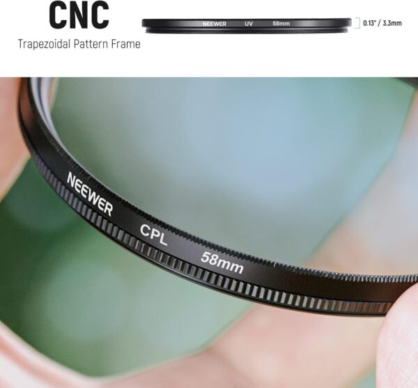 Neewer Brand 58mm UV CPL FLD Filter Kit & ND Set for Canon Rebel, EOS Cameras - Image 5