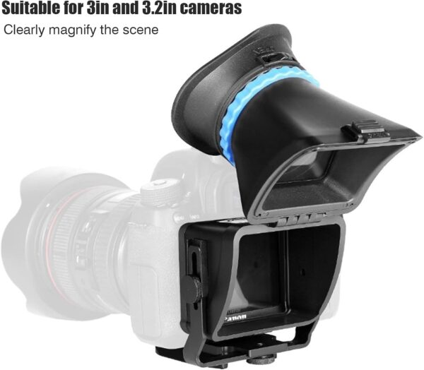 Camera Viewfinder Magnifier, 3X Magnification Sunshade LCD Viewfinder Compatible with 3in, 3.2in Camera Camcorder, SLR Cameras and Mirrorless Cameras Screen Sunshade Hood - Image 5