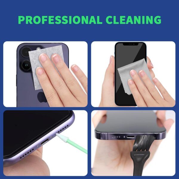 Phone Cleaning Kit, Phone Screen Cleaner, Cleaning Kit for iPhone Cell Phone Airpod, Cleaner Kit for iPhone Speaker Charging Port Cleaning Tool, Electronics Cleaning kit for Laptop USB C Lightning - Image 5