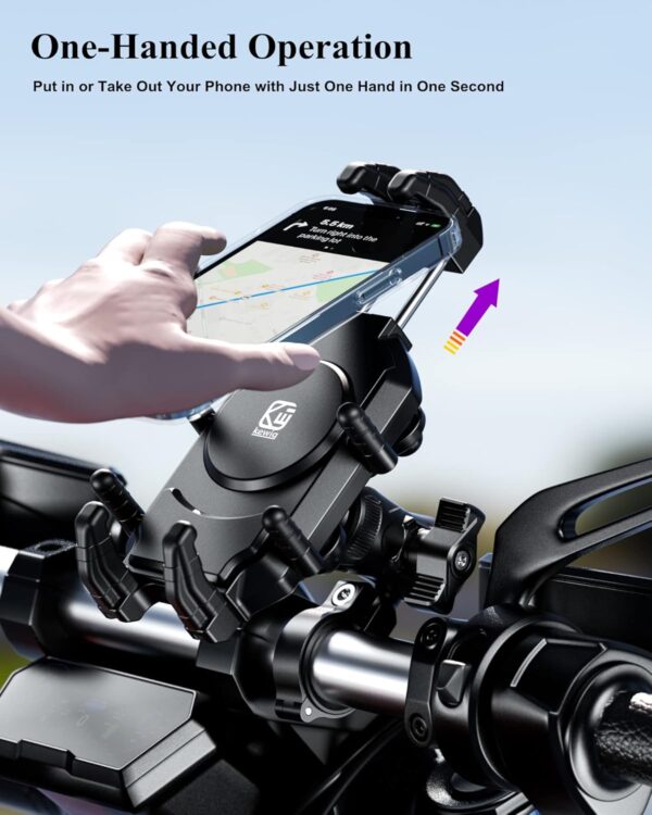 BRCOVAN Motorcycle Phone Holder with Vibration Dampener & High-Speed Secure Lock, Anti-Theft Motorcycle Phone Mount Handlebar Cellphone Holder for Bike Bicycle Scooter ATV Fit 5.4''-7.2'' Smartphones - Image 4