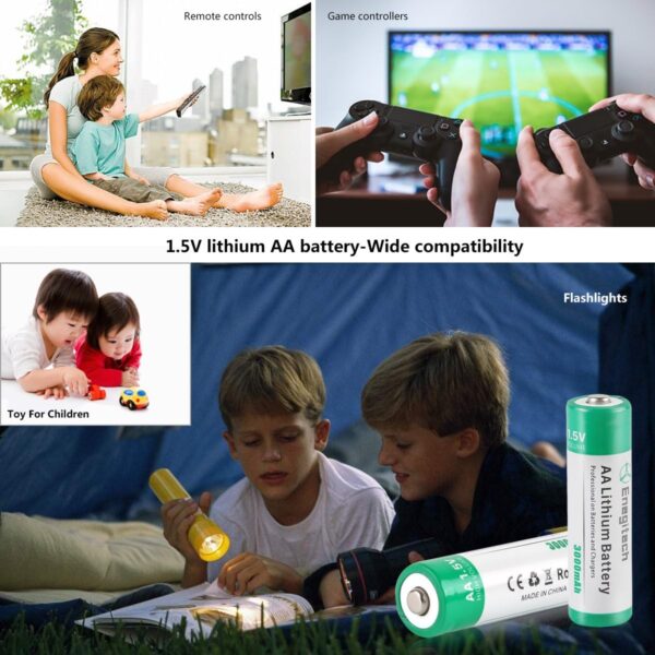 AA Lithium Battery, 3000mAh 1.5V Double A Lithium Battery for Blink Camera, Doorbell, Smart Lock Deadbolt, Security Aralm System Non-Rechargeable 16 Pack - Image 7