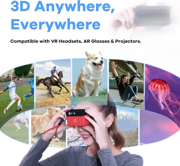 KanDao QooCam EGO - Viewer-Integrated 3D VR Camera, 24MP/8K Photos/4K 60FPS Videos Stereoscopic 3D Instant Display Camera, Compatible on VR Headsets/AR Glasses/Projectors, Charging Kit - Image 2