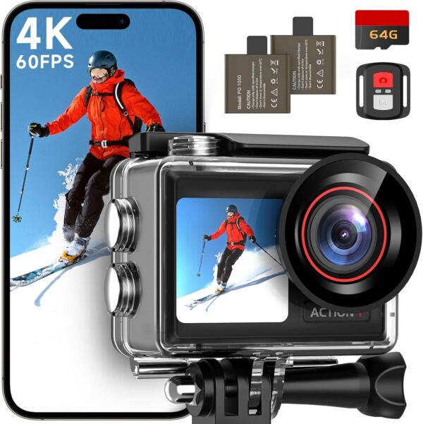 Unleash Adventure: The Ultimate 4K Action Camera with Dual Screens & 132FT Depth Capability!