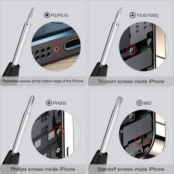STREBITO 18PCS Phone Repair Tool Kit, Small Screwdriver Set for iPhone 15 14 13 12 11Pro Max/XS/XR/X/8 Plus/7 Plus/6S 6 Plus/5/4 - Image 4