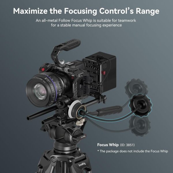 SMALLRIG Mini Follow Focus with 15 mm Rod & Rod Clamp & Gear Ring Belt and M0.8-43T Gear - 4956 - Image 8