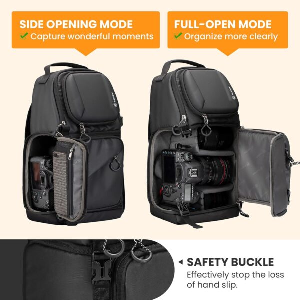 TARION Waterproof Camera Sling Bag Backpack - DSLR Sling Camera Bag for Photographers, Cross body Sling Bag with Raincover Tripod Holder Photography Slingpack Black TR-S - Image 3