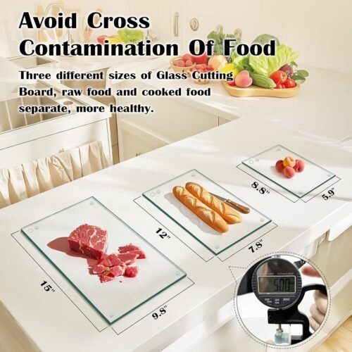 "Ultimate 3-Pack Heat-Resistant Glass Cutting Boards: Non-Slip, Scratch-Proof Perfection for Your Kitchen!" - 이미지 3