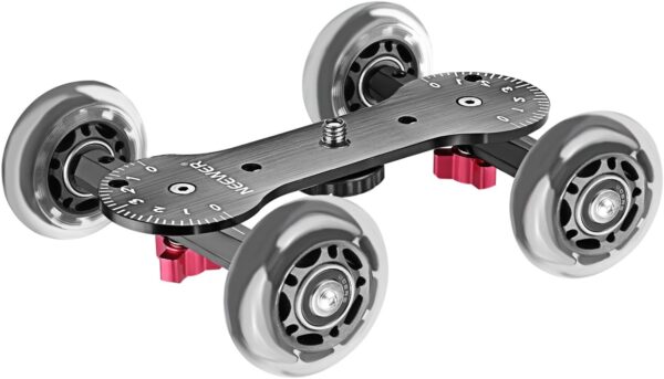 Neewer Scaled Camera Table Dolly Slider with 22 pounds/10 kilograms Load Capacity Skater Design Aluminum Rods Rotatable Rubber Wheels 1/4-inch 3/8-inch Screw Threads for DSLRs Video Camcorders (Black) - Image 5