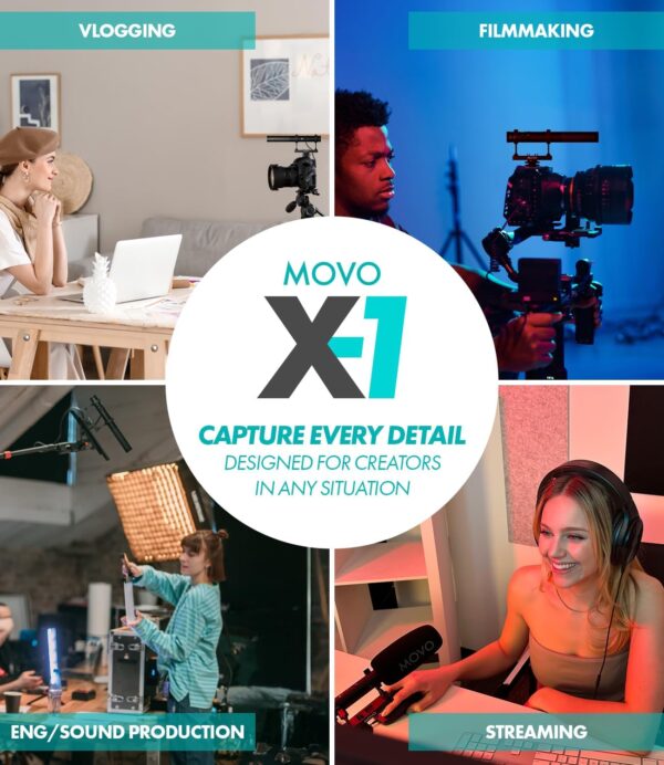 Unleash Superior Sound: Movo X1 Pro Shotgun Microphone for DSLR, Smartphones, and Computers - Complete Kit with Advanced Controls and Tripod! - Image 3
