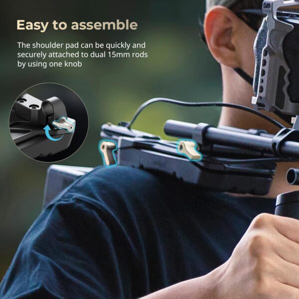 SmallRig Universal 15mm Shoulder Pad Support, Shoulder Mount Rig with 15mm Dual Rod Clamp & Back Pad 5153 - Image 4