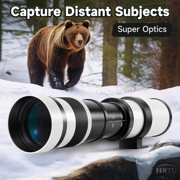 JINTU Telephoto Lens 420-800mm f/8.3 Manual for Canon EF Mount T7i T6 T6i T6s T7 T8i T3i, T4i, T5, T5i, SL2, SL1 4000D 2000D 80D 90D 5D III 6D 7D II 60D 70D 250D 750D 760D 1200D 1300D 2000D Cameras - Image 3