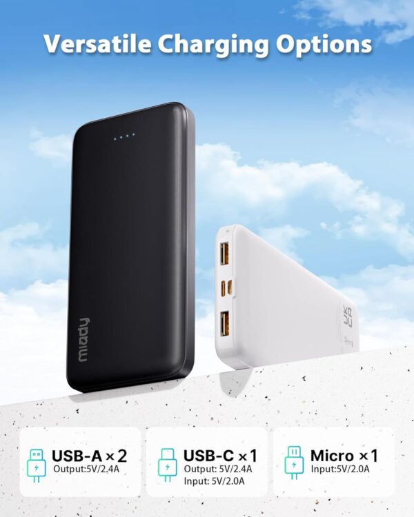 Miady 2-Pack 10000mAh Dual USB Portable Charger, USB-C Fast Charging Power Bank, Backup Charger for iPhone 15/14/13, Galaxy S23/22, Pixel and etc - Image 5
