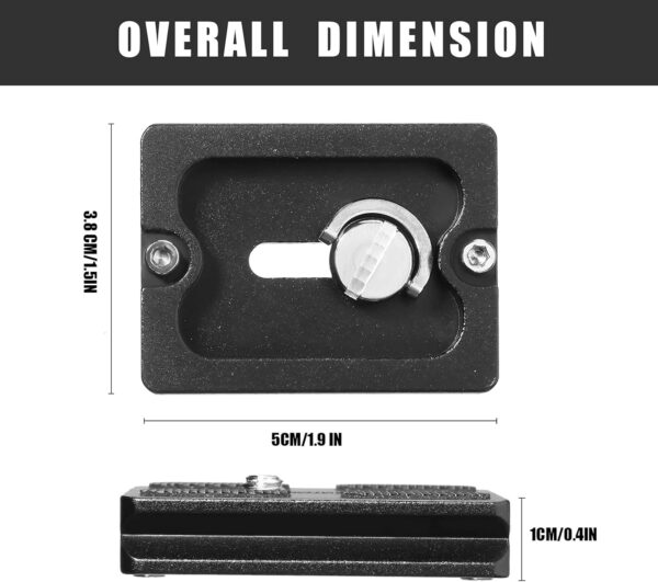 Frienda 2 Pieces Metal Quick Release Plate with 1/4''-20 Camera Screw Tripod Mount Plate Fits Standard for DSLR Camera Tripod Ball Head(Black,Pu50) - Image 2
