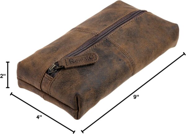 KomalC Genuine Buffalo Leather Zip-Lock Cosmetic & Pencil Pouch – Versatile Makeup and Stationery Case - Image 10