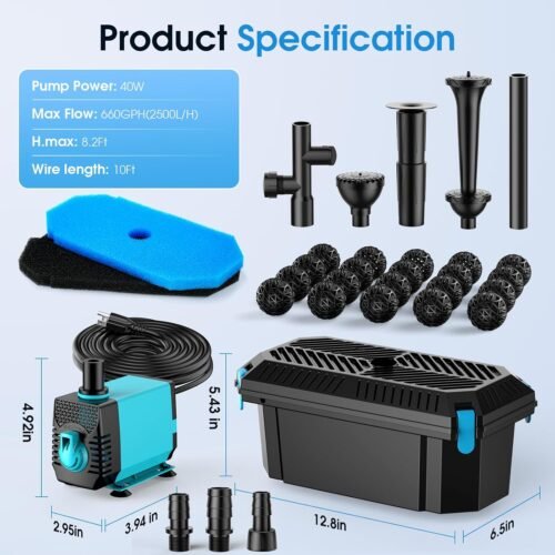 "Transform Your Pond Oasis: POPOSOAP 660GPH Filter & Fountain Kit for Crystal Clear Water and Stunning Features!" - 이미지 6