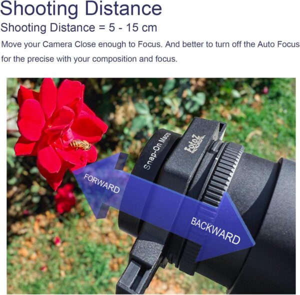 FotoZ HD Snap-on Macro Lens with 37-52mm & 55-72mm Universal Adapter for Telephoto Lenses, Compatible with Most Canon Sony Nikon Camera, 37 40.5 43 46 49 52 55 58 62 67 72mm Snap-on Macro Lens - Image 4
