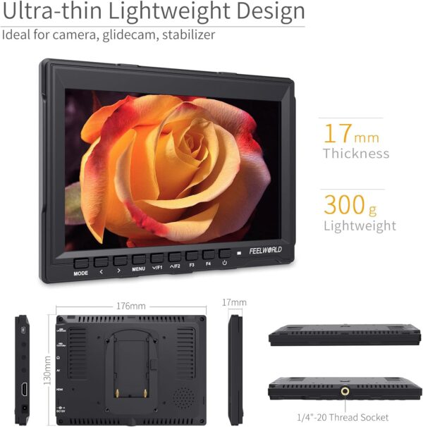 Illuminate Your Shots: FEELWORLD FW759 7" 4K DSLR Monitor with Sunshade for Stunning Visuals - Image 4