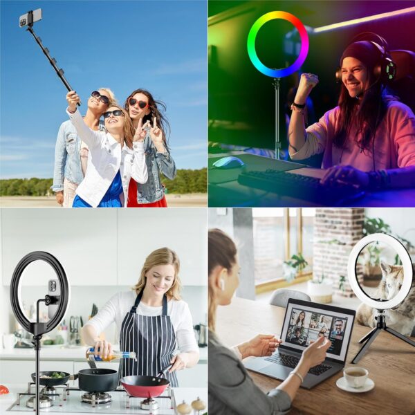 Illuminate Your Moments: The 12" PEYOU Selfie Ring Light with 73" Tripod – 38 Color Modes and 3-in-1 Dimmable Magic for Makeup, TikTok, and YouTube! - Image 7