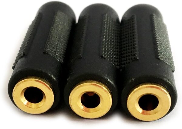 3.5mm Stereo Jack to 3.5mm Stereo Jack Female to Female Adapter Connector Gold Plated (3 Pack) - Image 3
